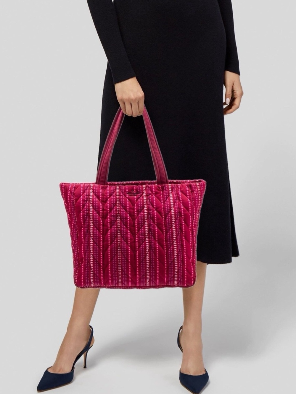 Kate Spade ♠️ Quilted Velvet Tote Bag - Fuchsia Pink